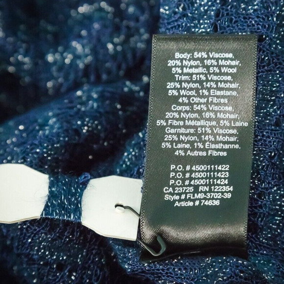 Babaton Aritzia Size Medium M Blue Balboa Crew Oversize Metallic Knit Sweater - Picture 5 of 6